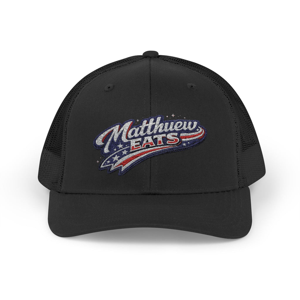 Patriotic 'Matthews Hats' Trucker Cap – Embroidered American Flag Snapback