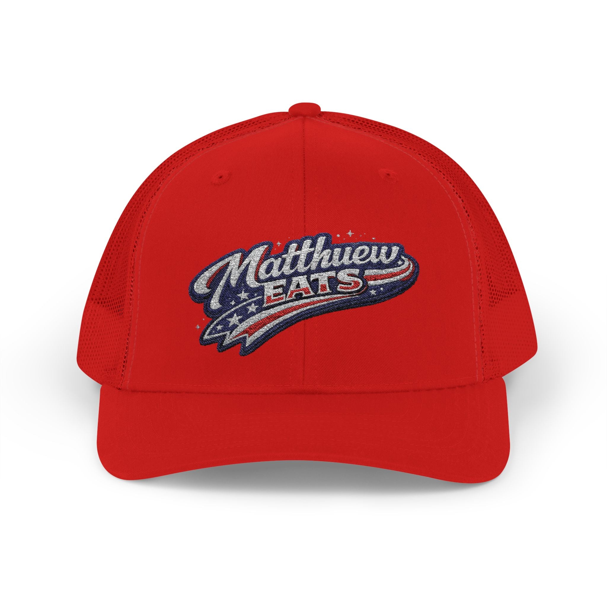 Patriotic 'Matthews Hats' Trucker Cap – Embroidered American Flag Snapback